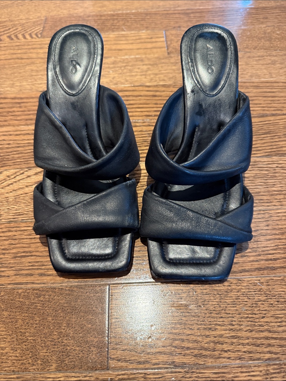 Aldo Black Padded Crossover Slide Mules